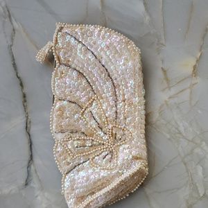 Vintage women's sequin and pearl evening bag